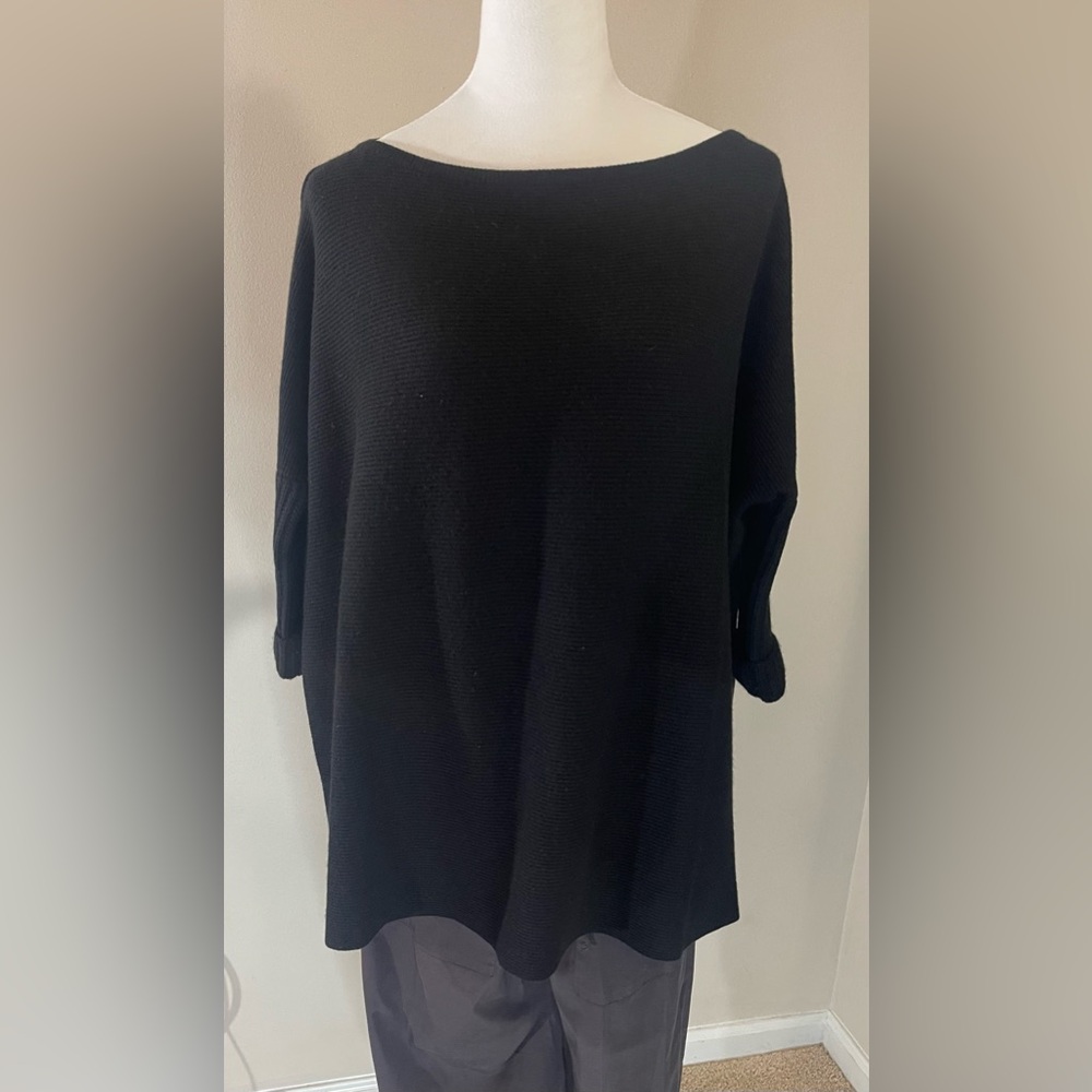 Zoran Vintage Designer 100% Cashmere Black Boat Neck Pullover Sweater. Warm!
